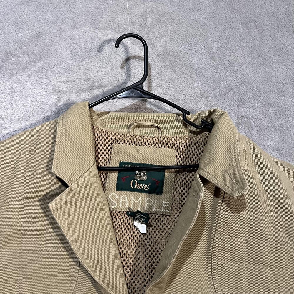 Vintage Orvis Jacket Mens Large Tan Cotton Canvas Field Coat Hong Kong 90s - Picture 4 of 11